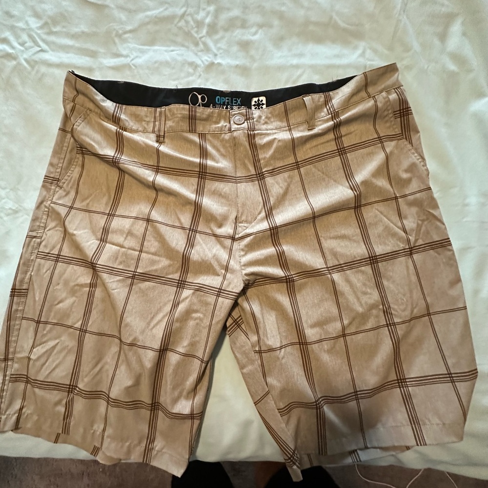 OP Tan Plaid Shorts